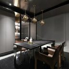 Vintage Brass Tesseract Crystal Pendant Light