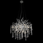 Branching Brass Round Teardrop Chandelier