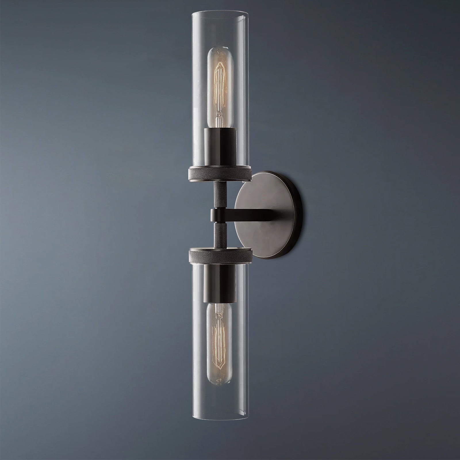 Embossed Tube Double Head Short Tube Wall Sconce