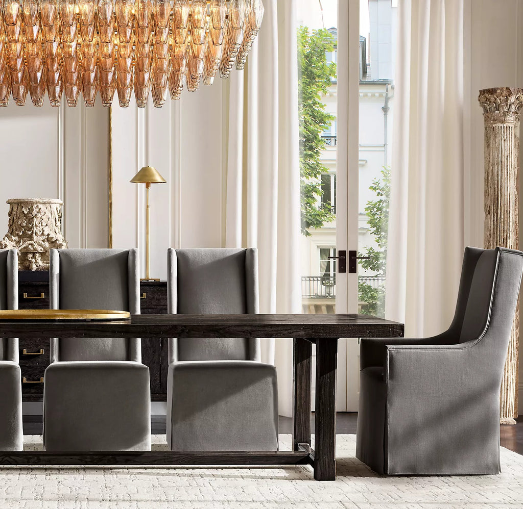 Mia Smoke Glass Tiered Rectangular  Chandelier For Dinning Room