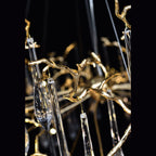 Branching Brass Extended Teardrop Round Chandelier