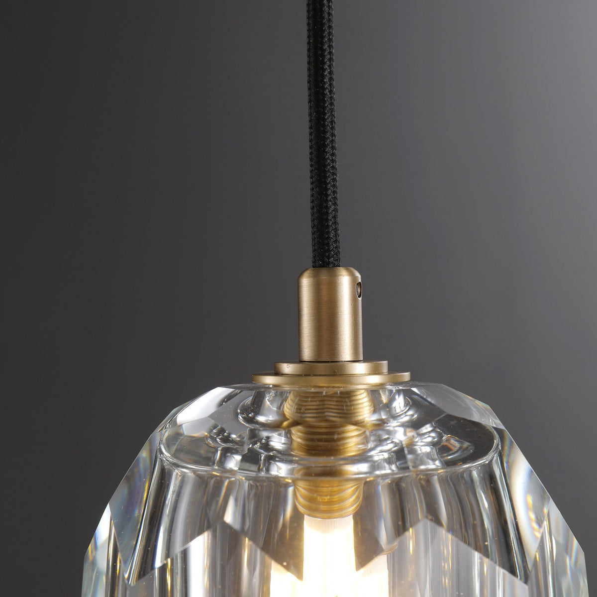 Boule De Clear/Smoke Glass Cord Pendant Light
