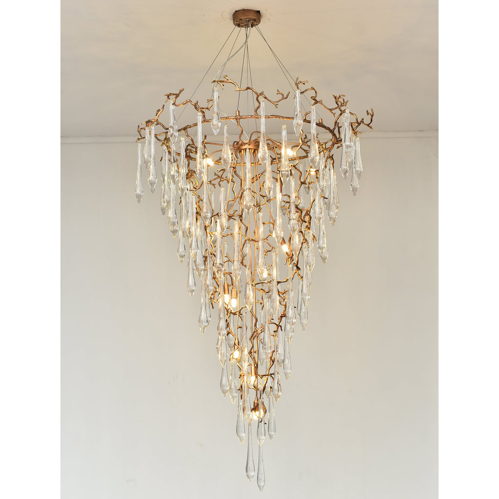 Branching Round Foyer Teardrop Chandelier