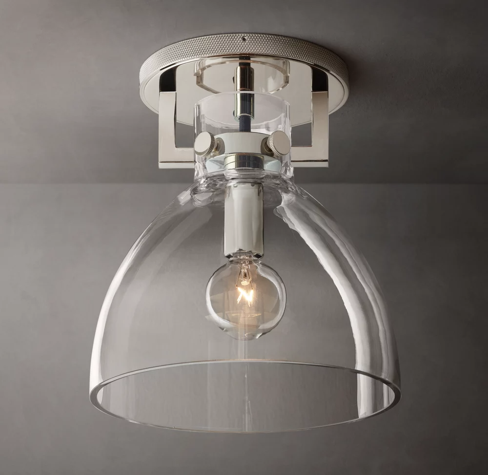 Machinist Round Glass Cylinder Shade Flushmount