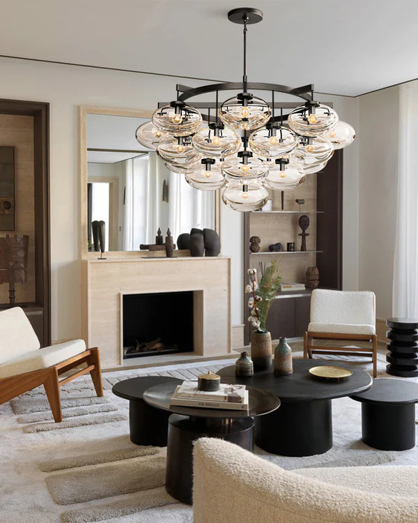 Curvette Clear Glass Round Chandelier 48