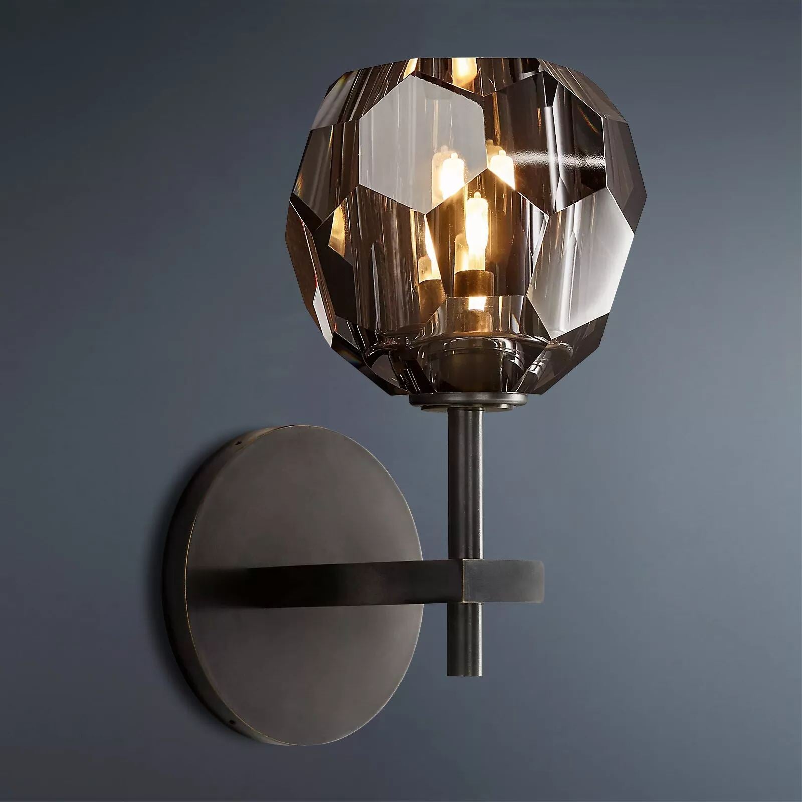Boule De Crystal Ball Clear/Smoke Glass Wall Sconce