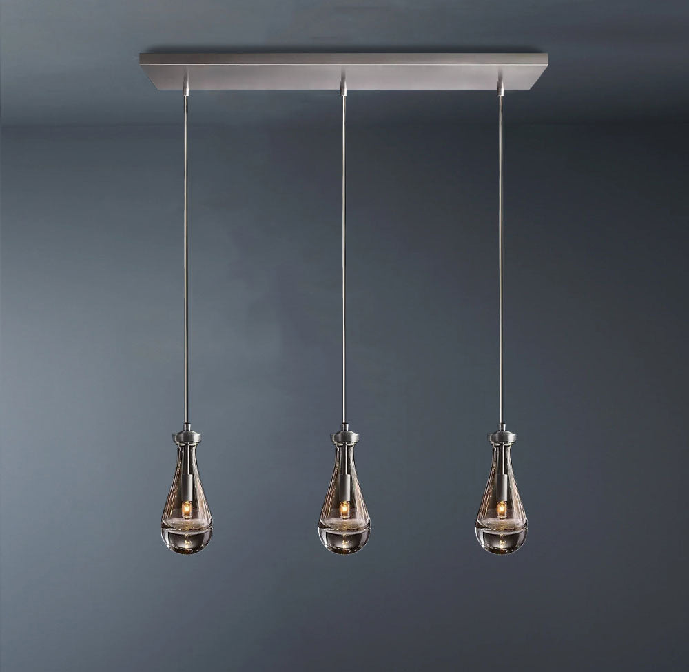 Raindrop Rectangular 3-Light Rod Chandelier