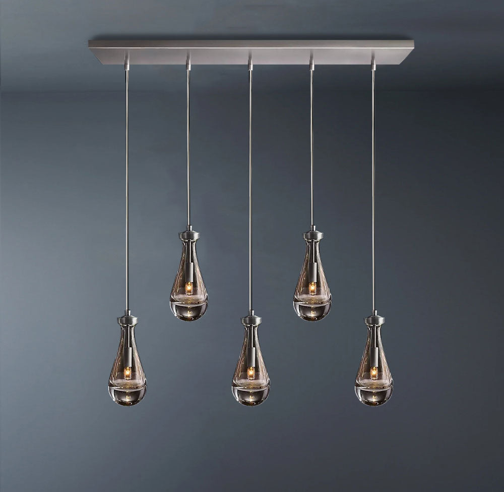 Raindrop Rectangular 5-Light Rod Chandelier