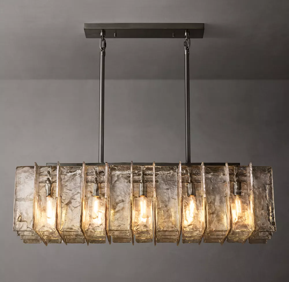 Lattice smoke glass linear chandelier 49