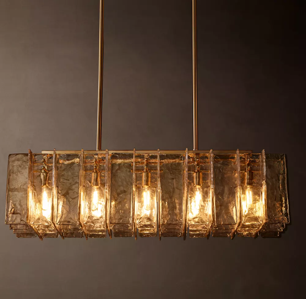 Lattice smoke glass linear chandelier 49