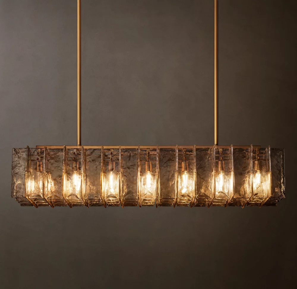 Lattice smoke glass linear chandelier 67