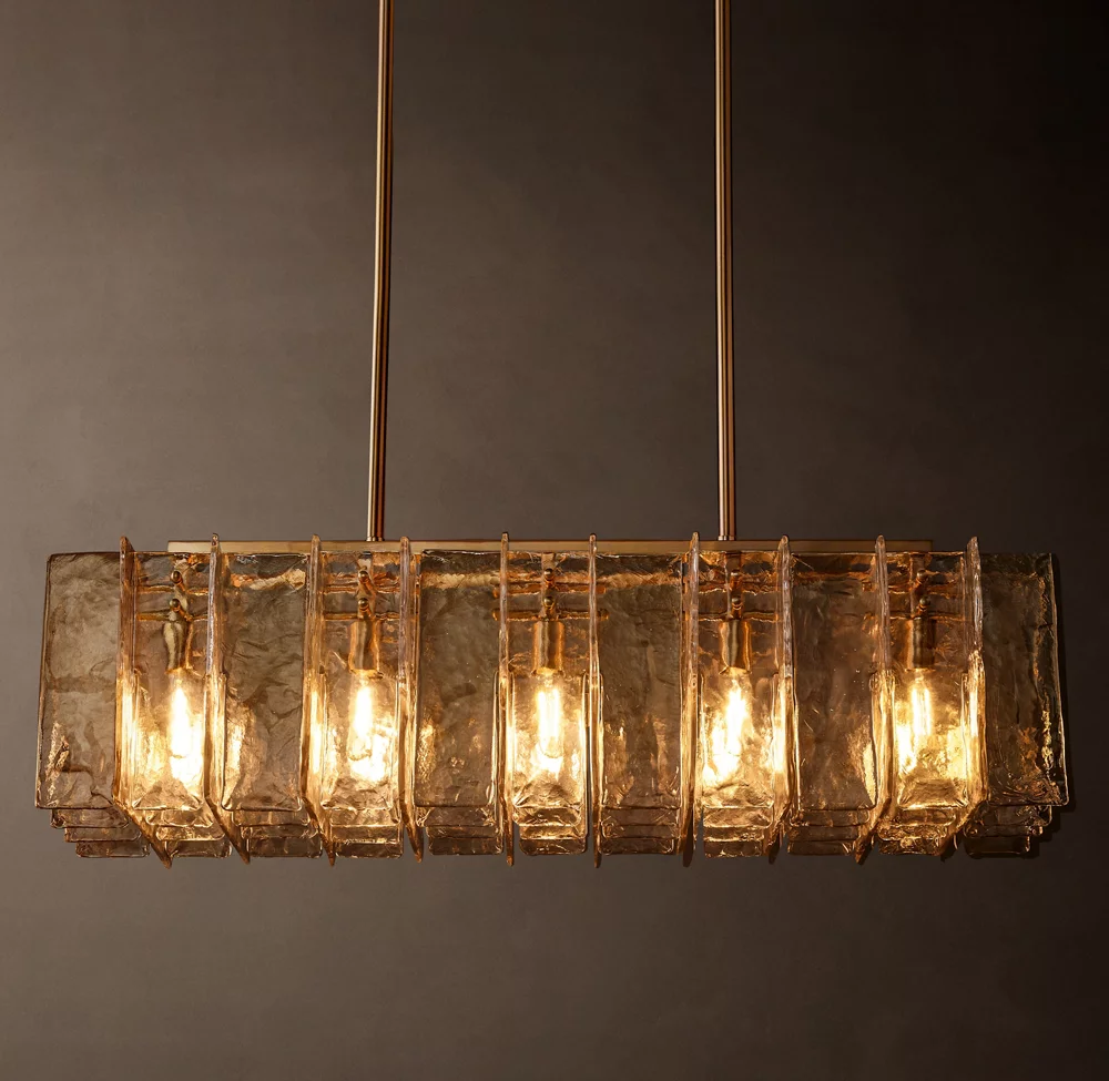 Lattice Smoke Glass Rectangular Chandelier