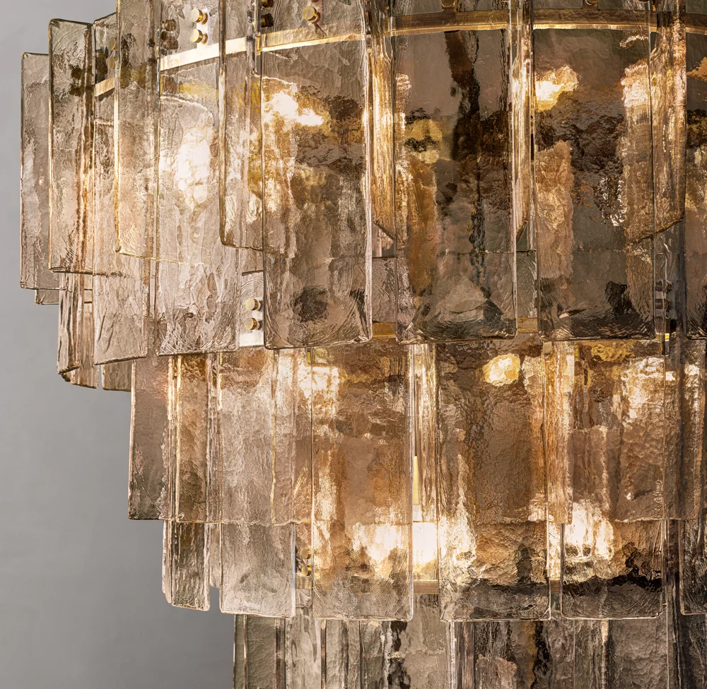 Lattice smoke glass tiered chandelier 47