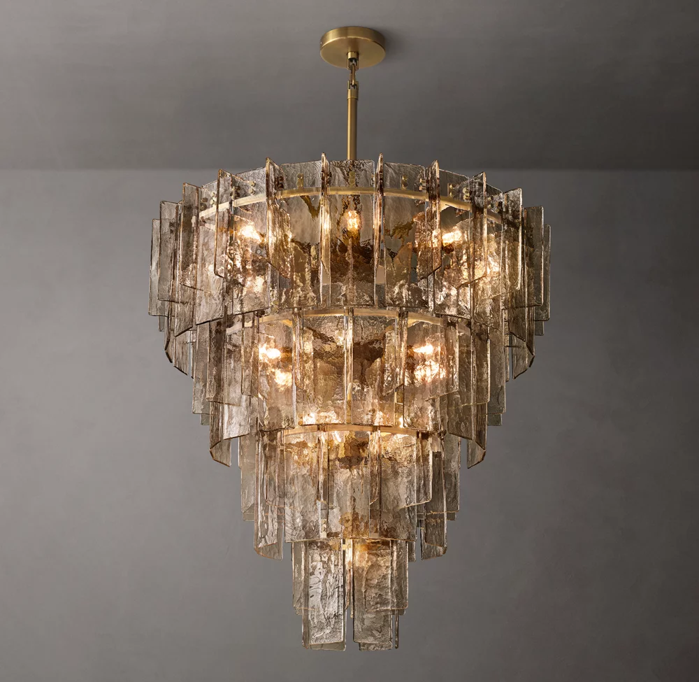 Lattice smoke glass tiered chandelier 47
