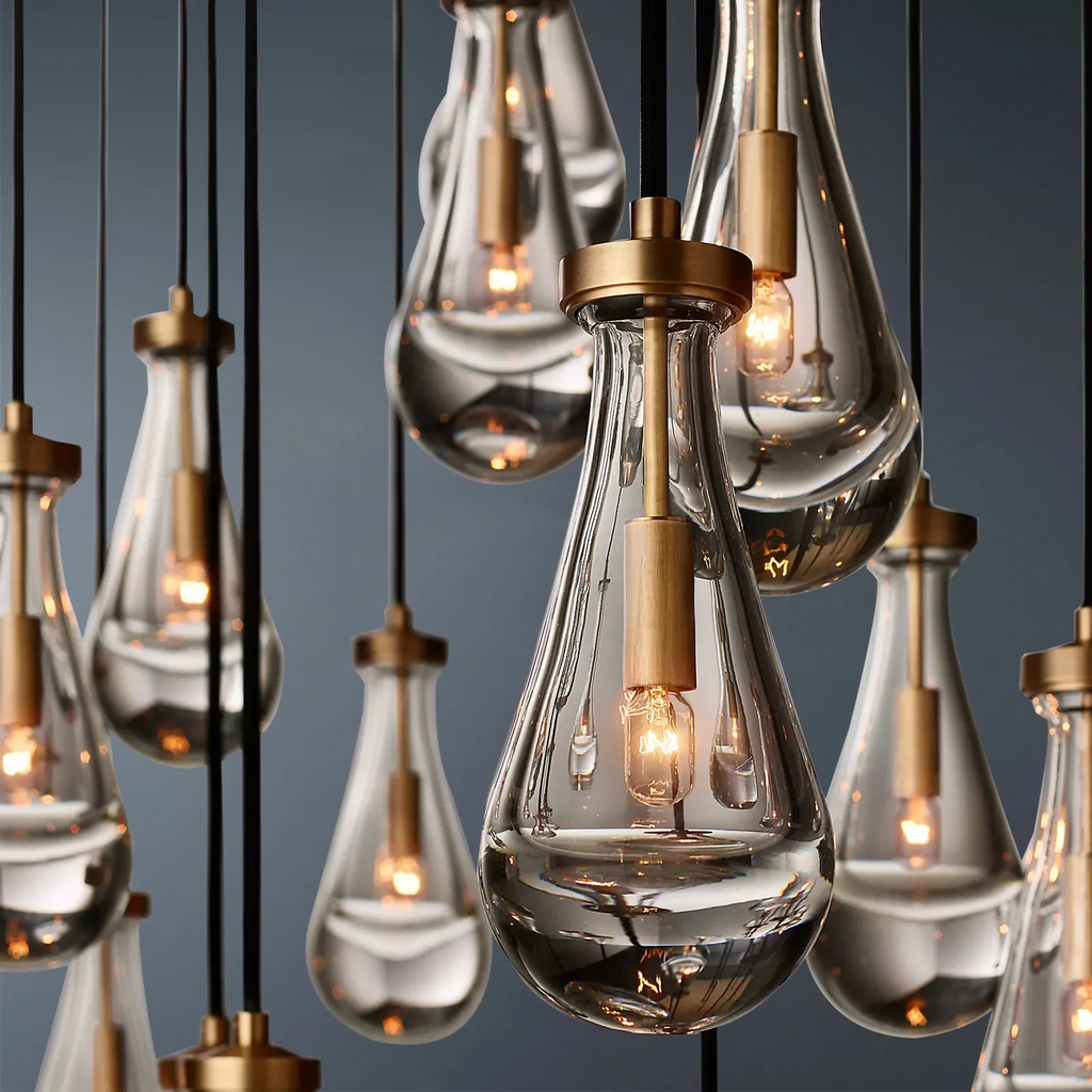 Raindrop Round 3-Lights Cord Chandelier