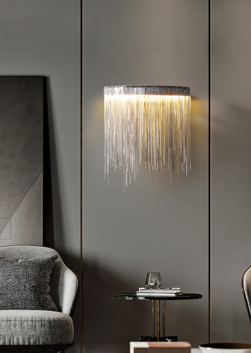 Modern ARC Aluminum Chain Wall Sconce