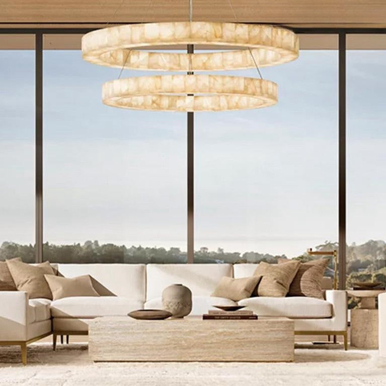 Rim 2-Tier Round Calcite Chandelier 60