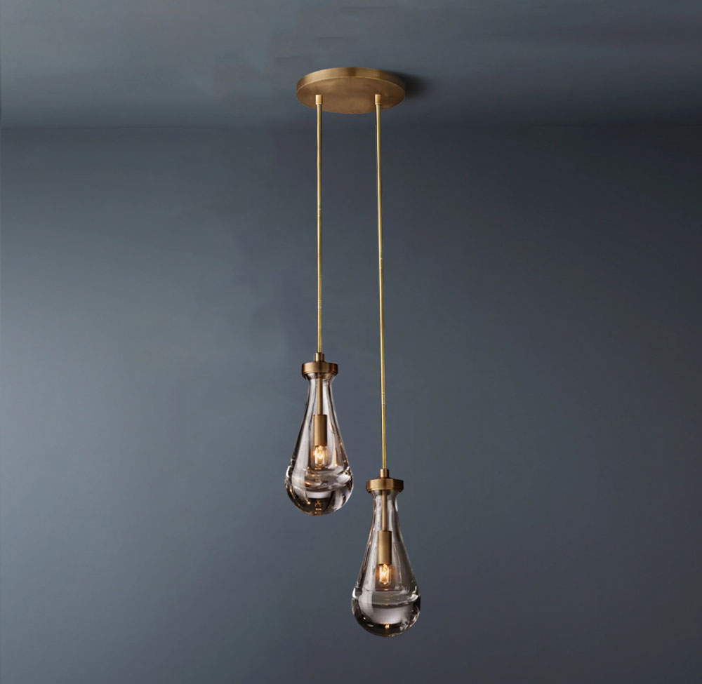 Raindrop Round 2-Lights Rod Chandelier