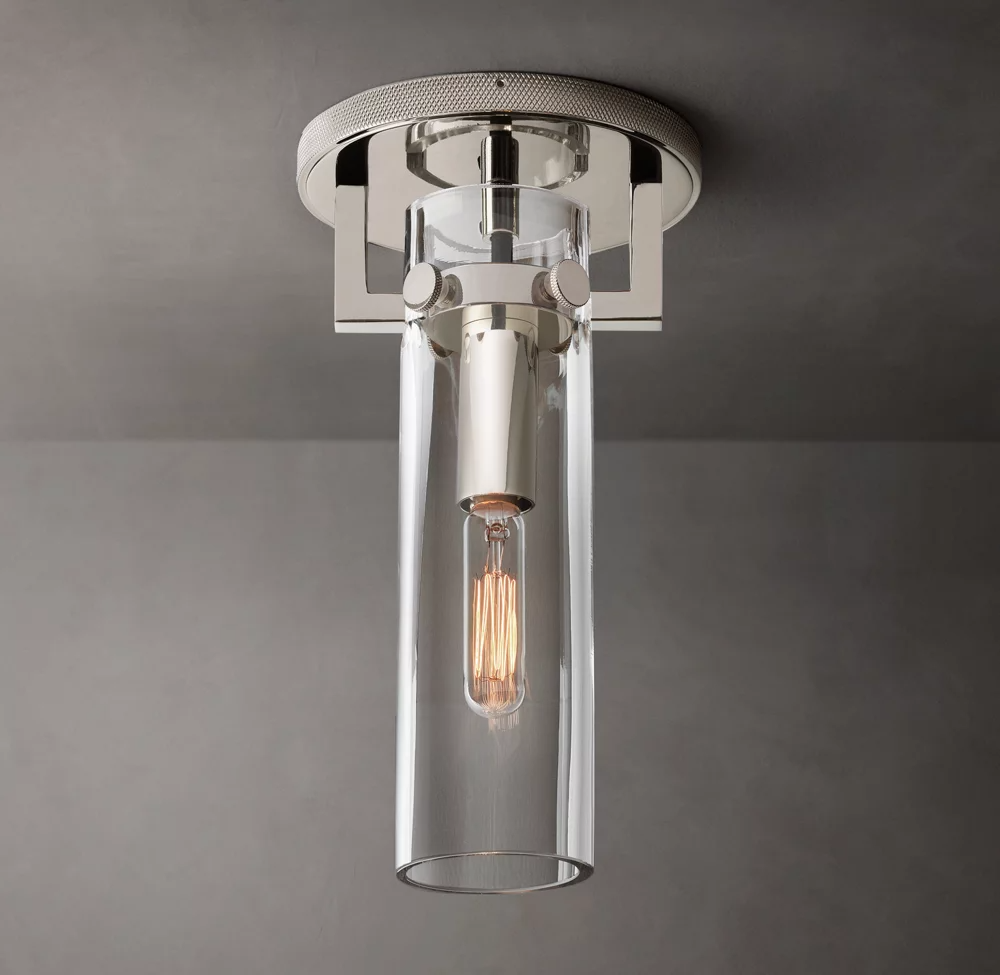 Machinist Cylinder Glass Cloche Flushmount-konalight