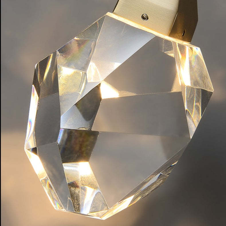 Faceted Crystal Wire Brass Wall Sconce
