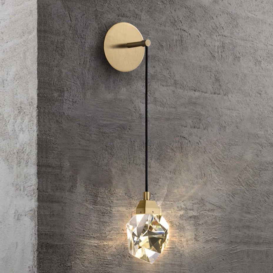 Faceted Crystal Wire Brass Wall Sconce