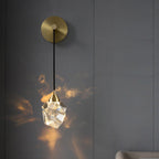 Faceted Crystal Wire Brass Wall Sconce