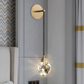Faceted Crystal Wire Brass Wall Sconce-konalight