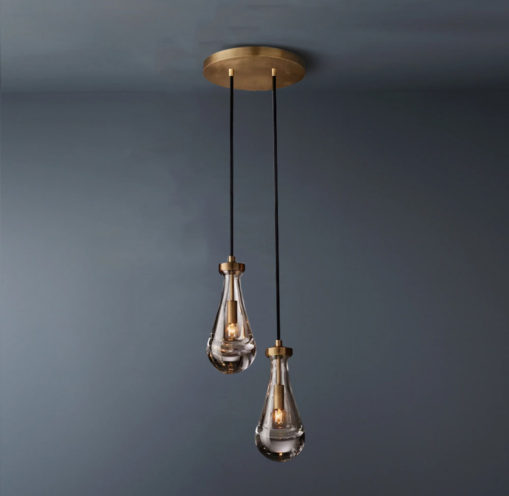 Raindrop Round 2-Lights Cord Chandelier-konalight