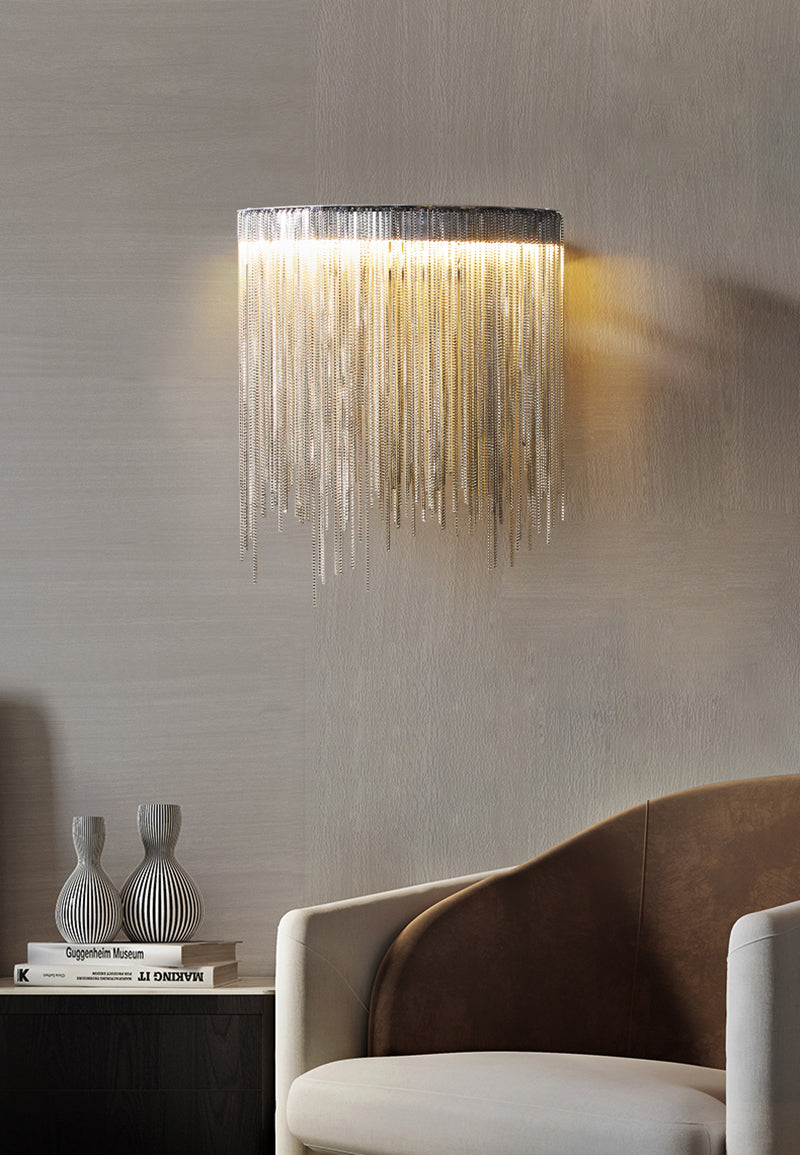 Modern ARC Aluminum Chain Wall Sconce