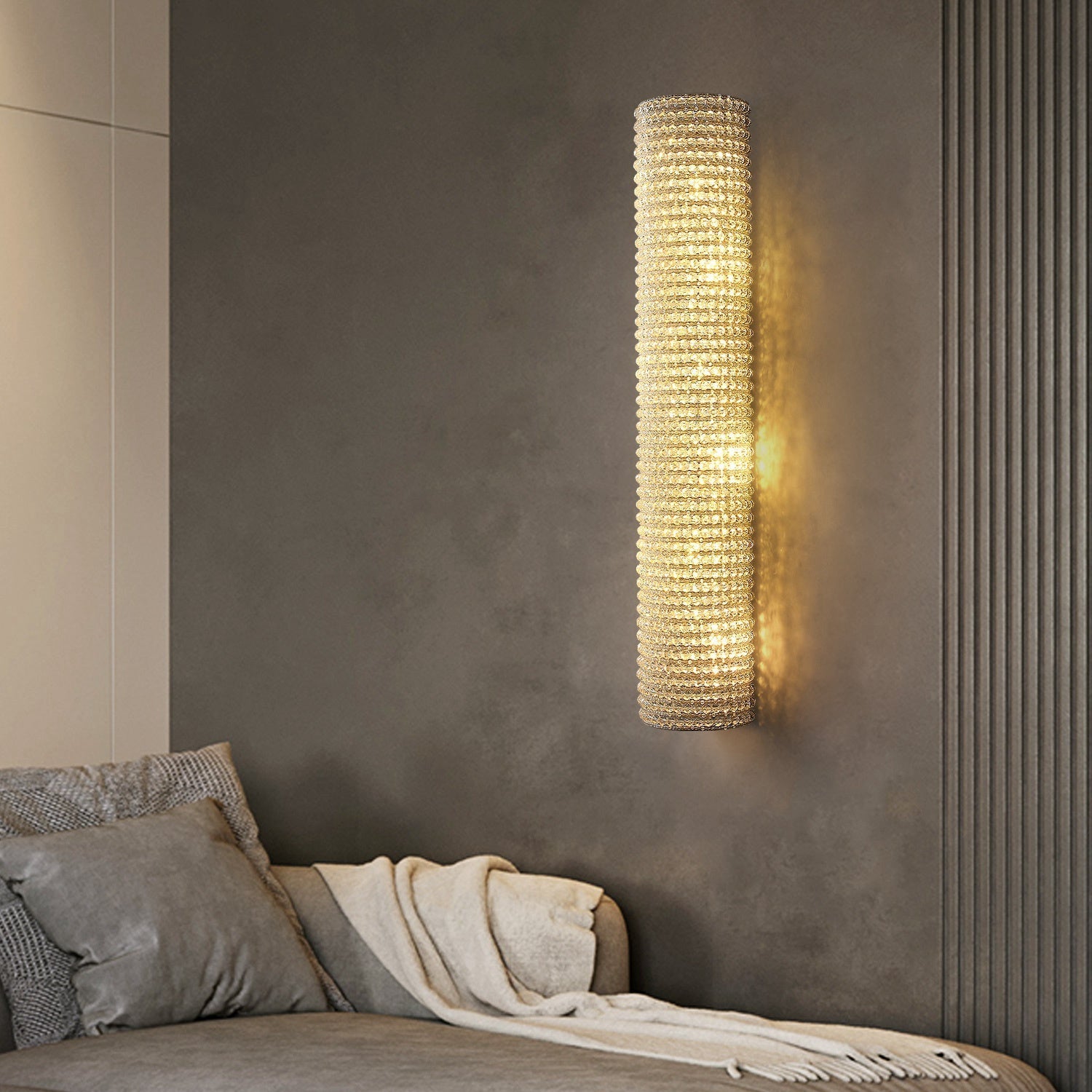 Halo Crystal Bead Wall Sconce 36H