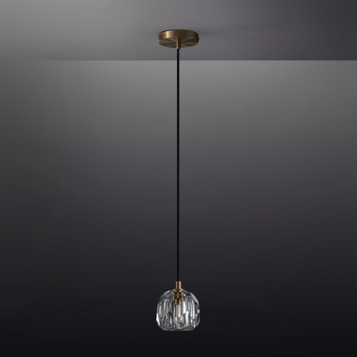 Boule De Clear/Smoke Glass Cord Pendant Light