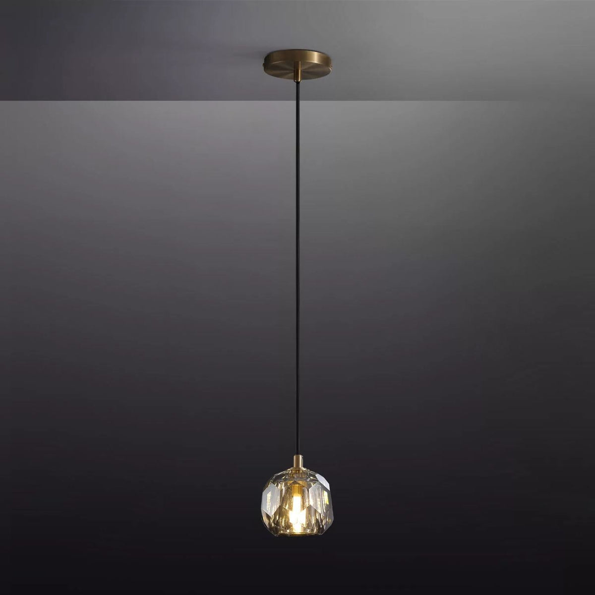 Boule De Smoky Crystal Pendant Light