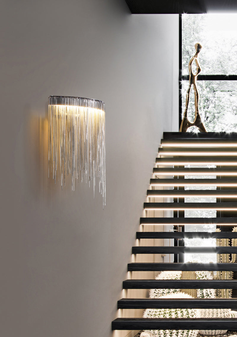 Modern ARC Aluminum Chain Wall Sconce