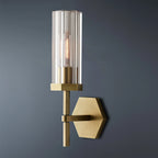 Lambeth Hexagonal Brass Wall Sconce-konalight