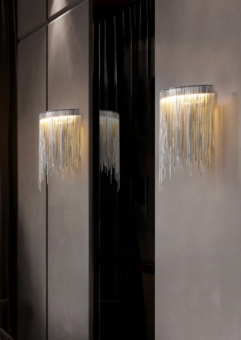 Modern ARC Aluminum Chain Wall Sconce