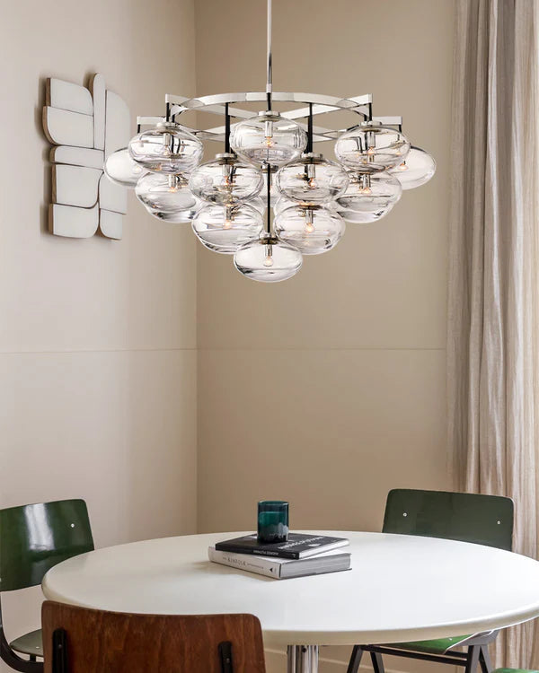 Curvette Clear Glass Round Chandelier 48