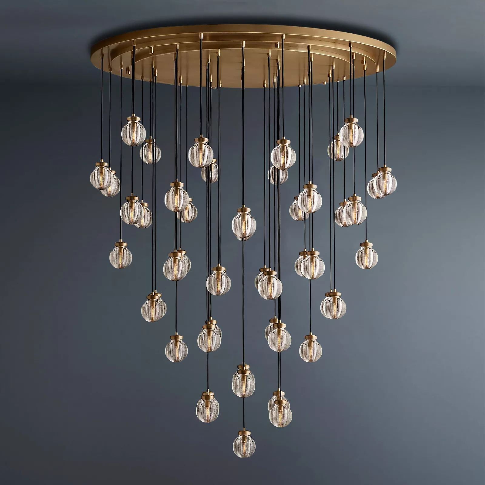 Pearl Round Chandelier Vintage Light Fixture 60