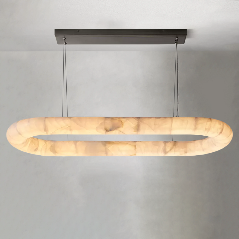 Rim Lisse Alabaster Oval Chandelier 57 74