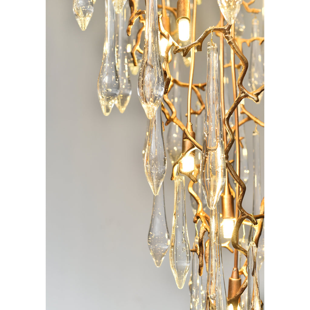 Branching Round Foyer Teardrop Chandelier