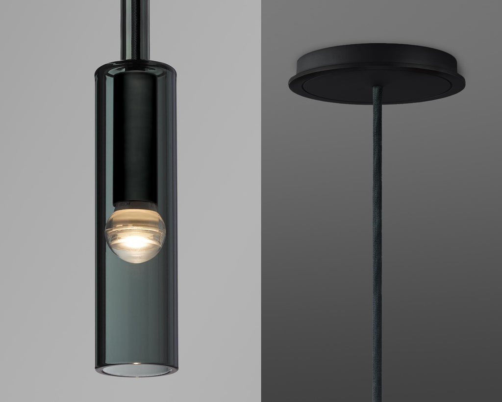 Modern Smoke Gray Cylinder Pendant Lights
