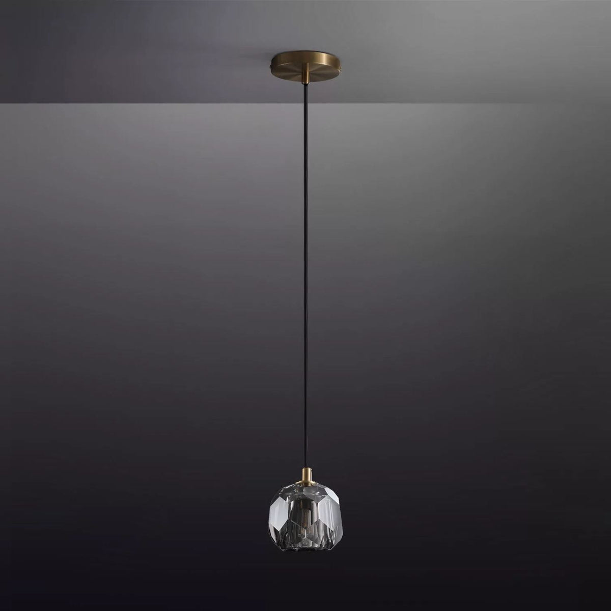 Boule De Clear/Smoke Glass Cord Pendant Light