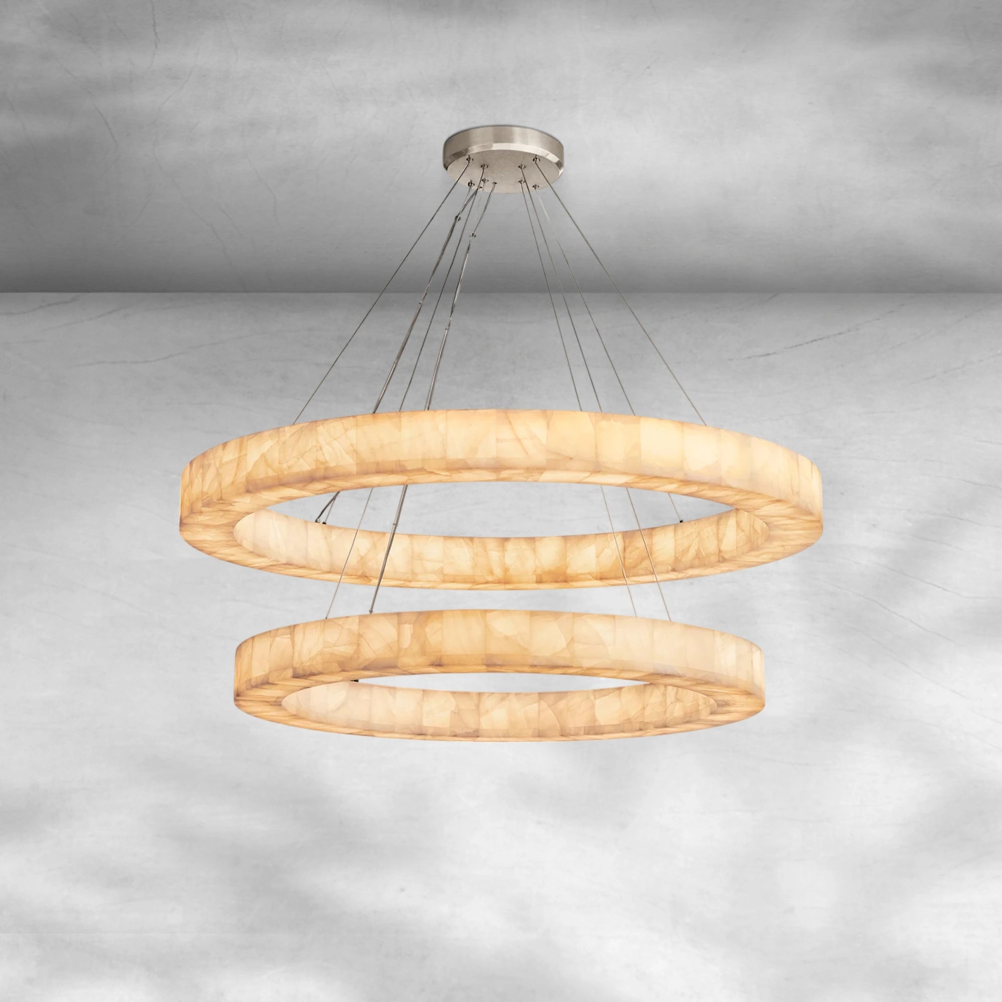 Rim 2-Tier Round Calcite Chandelier 60