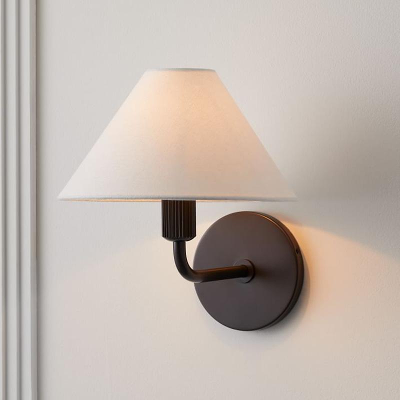 Montfaucon Tapered Linen Shade For Sconce Modern Wall Lamp