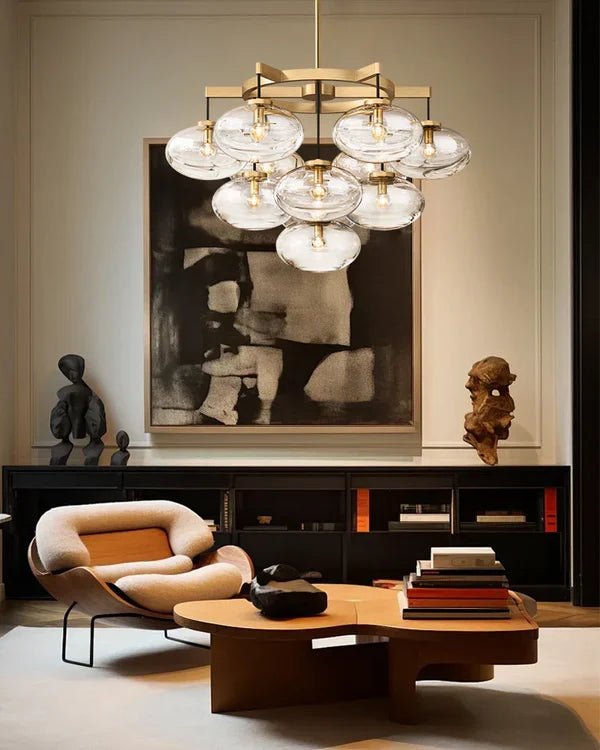 Curvette Clear Glass Round Chandelier 48