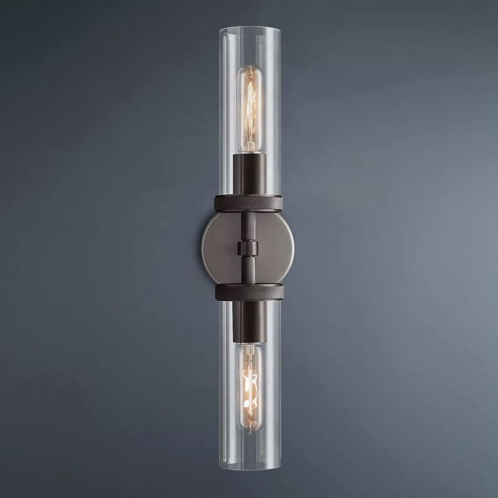 Embossed Tube Double Head Short Tube Wall Sconce