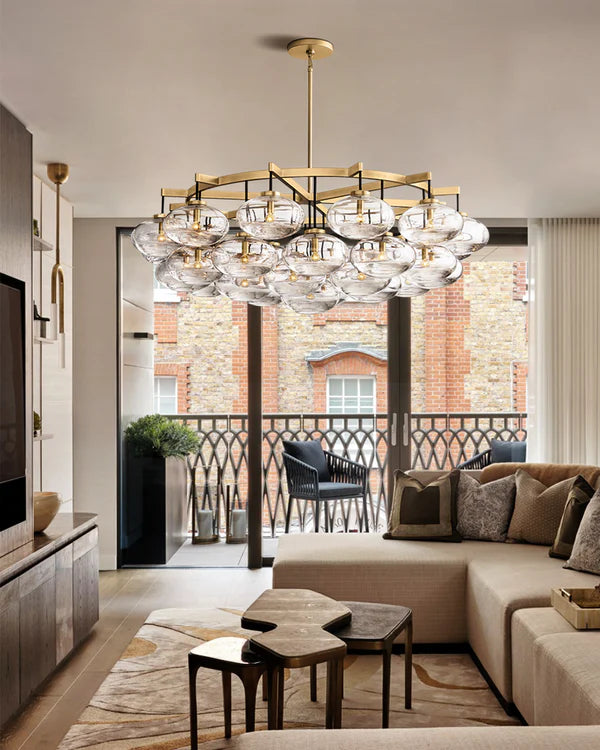 Curvette Clear Glass Round Chandelier 48