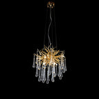 Branching Brass Round Teardrop Chandelier
