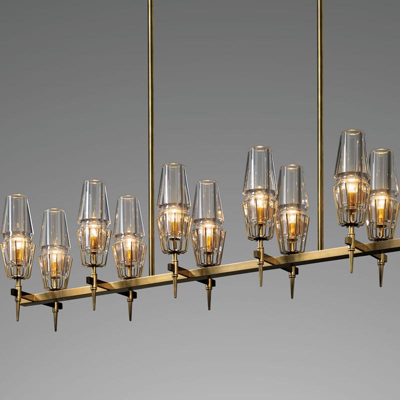 Chaillot Glass Brass Chandelier(Long) For Living Room