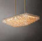 Mia Clear Glass Tiered Rectangular Chandelier For Dinning Room