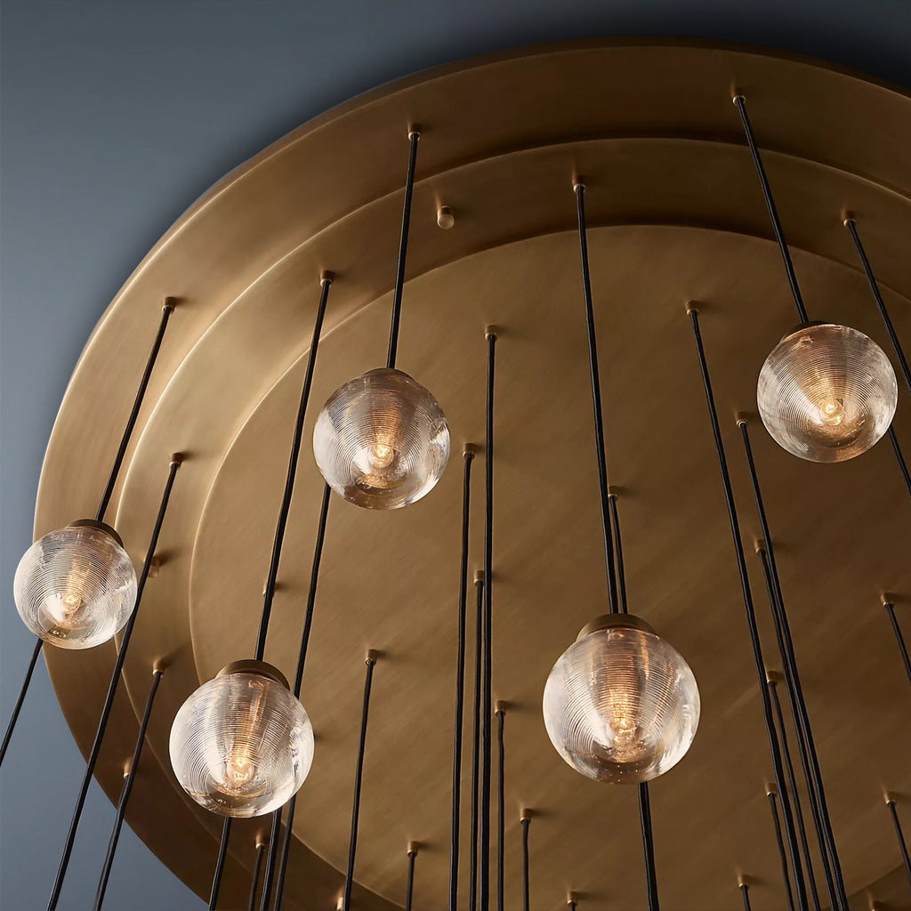 Pearl Round Chandelier Vintage Light Fixture 60